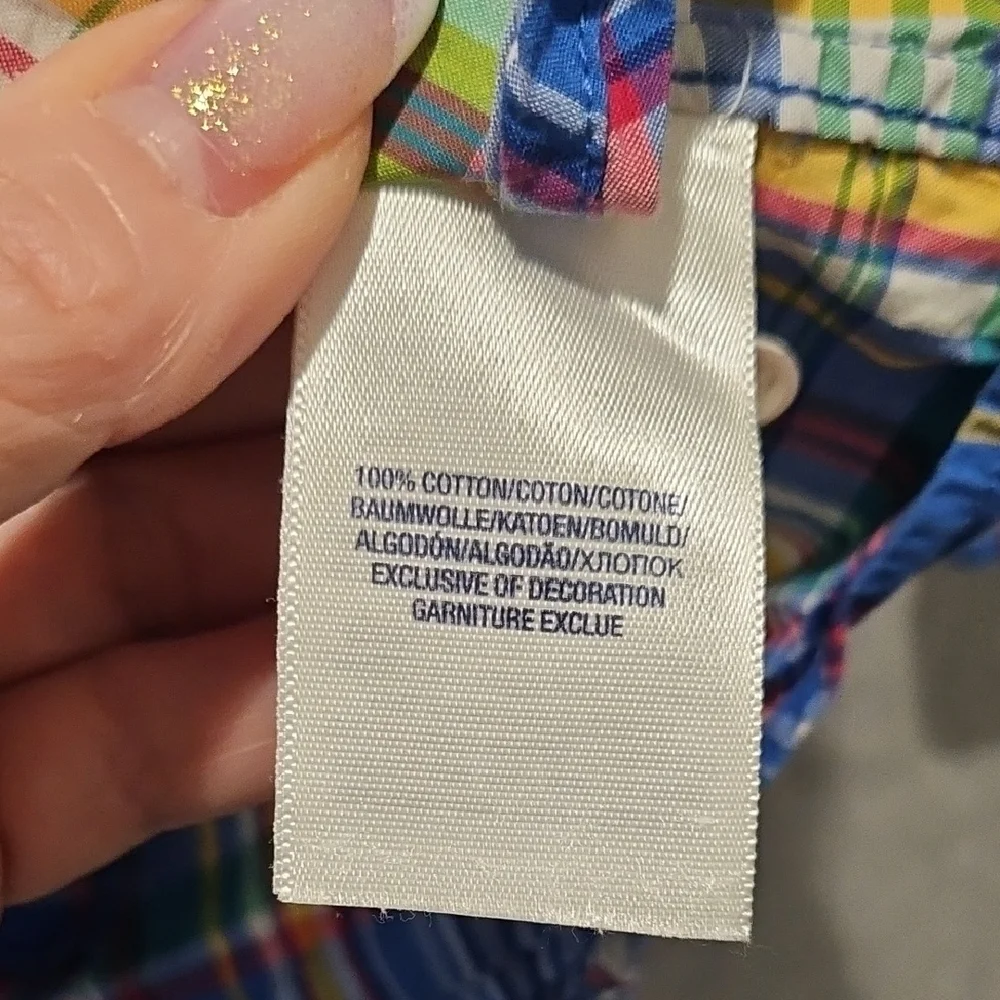 Ralph Lauren Boys Blue and Green Button Down Plaid Shirt